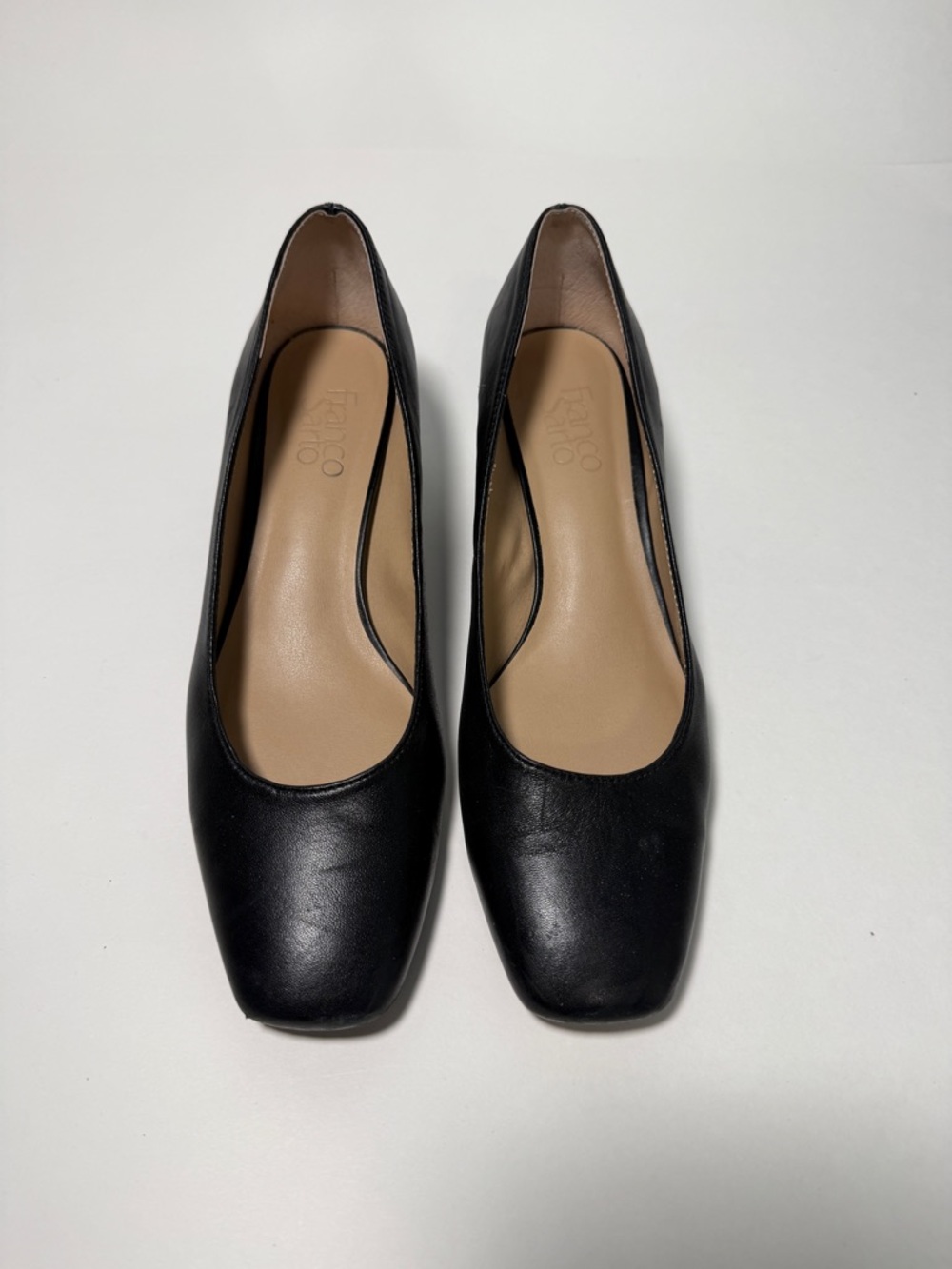 Franco Sarto Black Leather Square-Toe Low Heel size 8